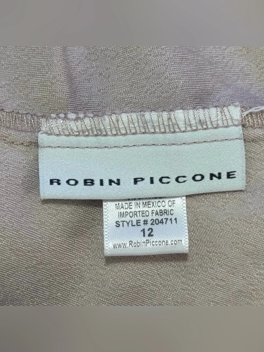 Robin Piccone Blush Beige Plunge Underwire OnePiece Chain Strap Swimsuit 12 $228